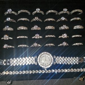 Gorgeous ring sets and Sparkling watch with bracelet.